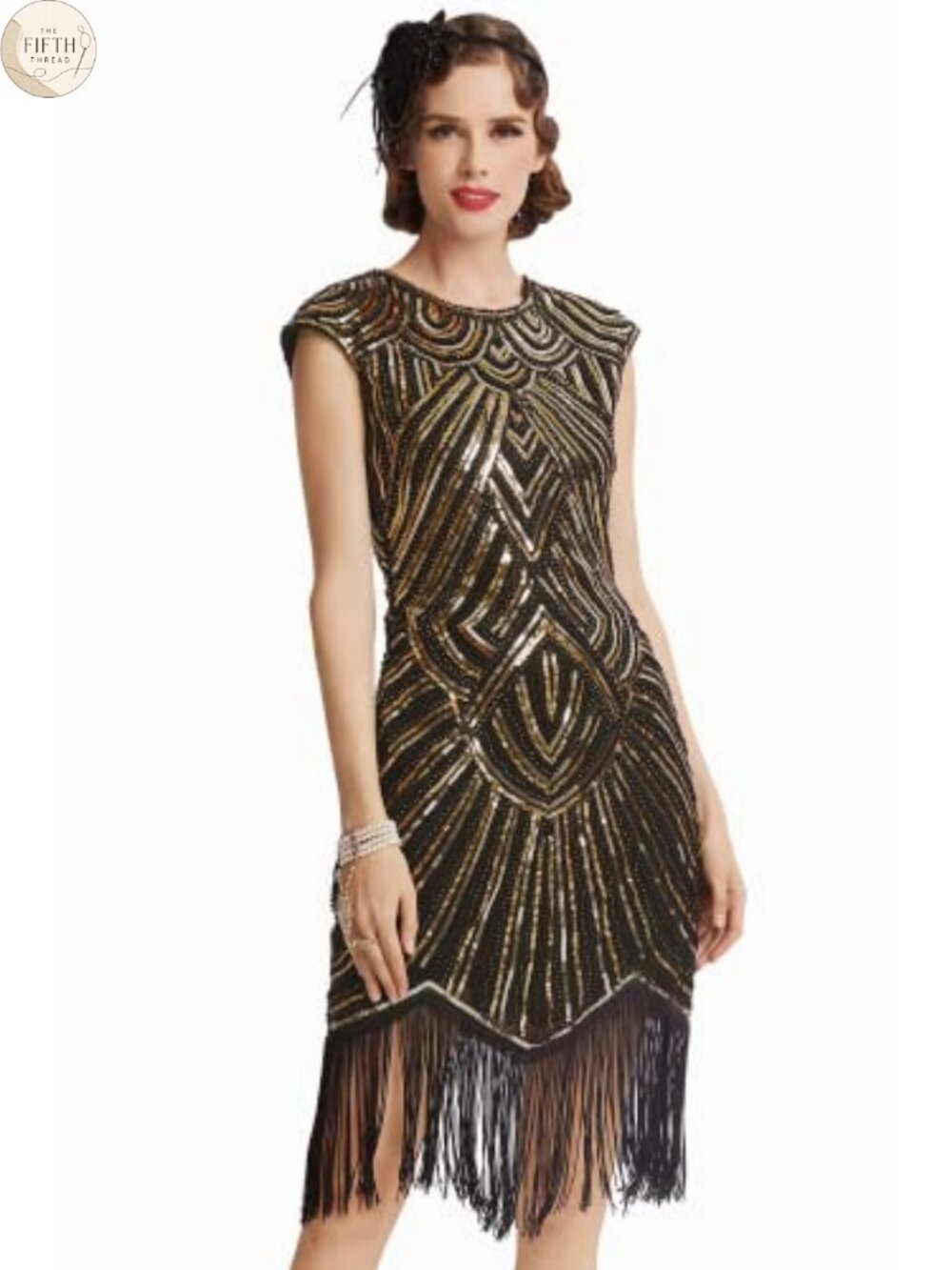 Beaded Fringed Flapper Dress 1920s Gatsby Cocktail Fitted